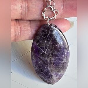 Amethyst Pendant Sterling Silver VTG Necklace Gemstone On Chain 4250 W